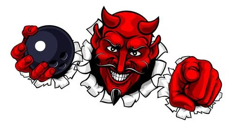 Devil Bowling Ball Sport Team Mascot Illustration イラスト素材