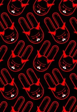 Devil bunny background . Angry hare pattern seamless. Crazy Rabbit texture. M 库存插图