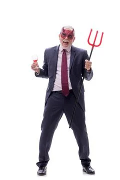 Devil businessman isolated on white Stock Photos