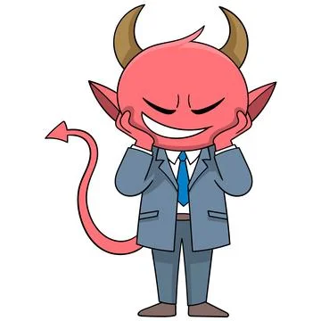 Devil businessman is planning cheating at work Stock Illustration