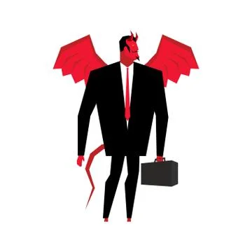 Devil businessman. Satan is boss of hell. Lucifer in business suit. Red demon Stock Illustration