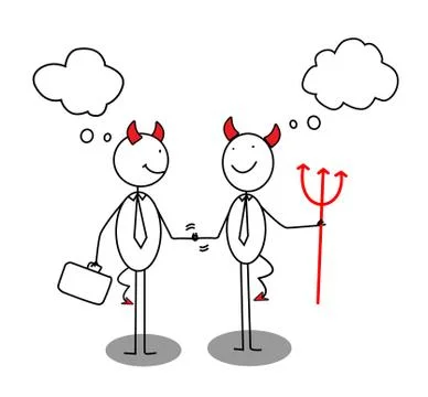 Devil Businessman Shaking Hands Illustrazione stock