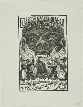 The Devil Butts With His Head 1871 1913 MÃ xico. Relief engraving on typem.. Stock Photos
