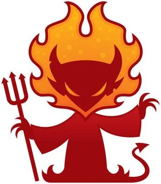 Devil Cartoon Character Cartoon vector drawing of a devil with flames arou... Stock Photos