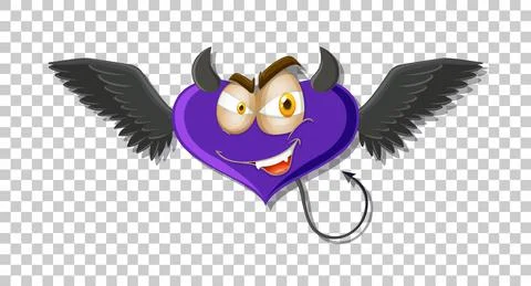 Devil cartoon character with facial expression on transparent background Stock Illustration