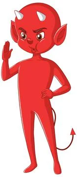 Devil cartoon character on white background Illustrazione stock