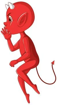 Devil cartoon character on white background Stock Illustration