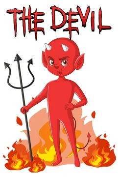 Devil cartoon character on white background Stockillustratie