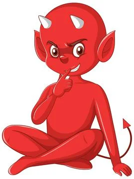 Devil cartoon character on white background Stock Illustration