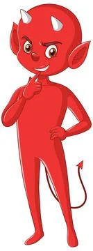 Devil cartoon character on white background 库存插图
