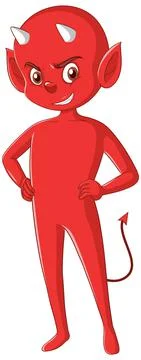 Devil cartoon character on white background Stock Illustration