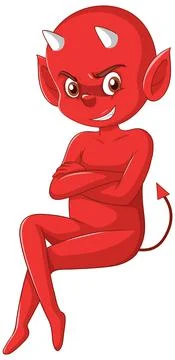 Devil cartoon character on white background Stock Illustration