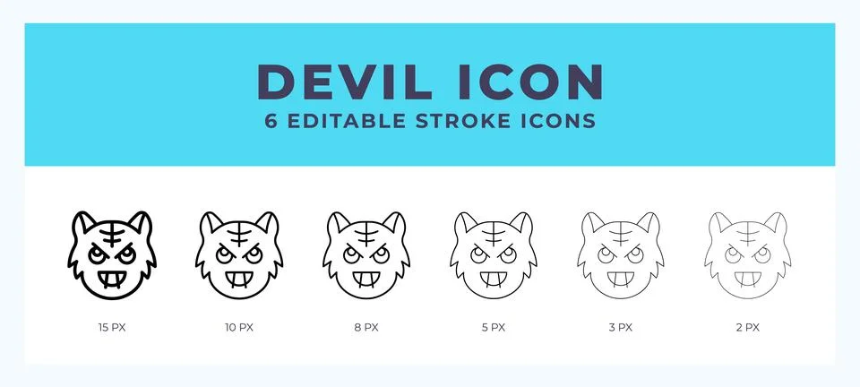 Devil cat icon with different stroke. Editable stroke. Vector illustration. Stock Illustration