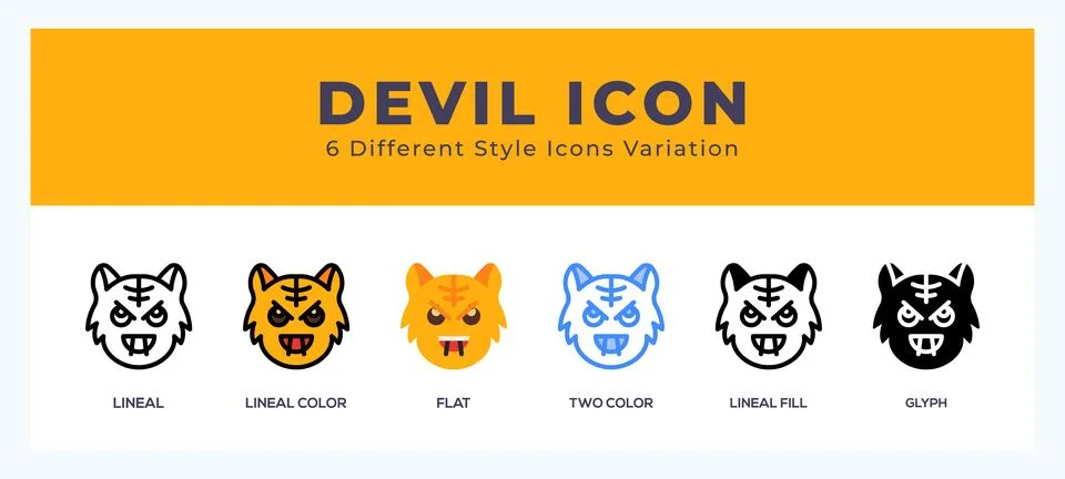 Devil cat icon set pack vector illustration. Stock Illustration
