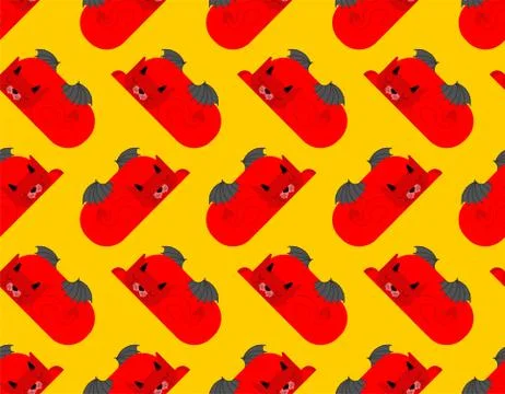 Devil cat pattern seamless. Satan pet background. Red demon animal texture. v Stock Illustration