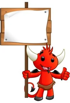 Devil Character - Holding A Sign Illustrazione stock