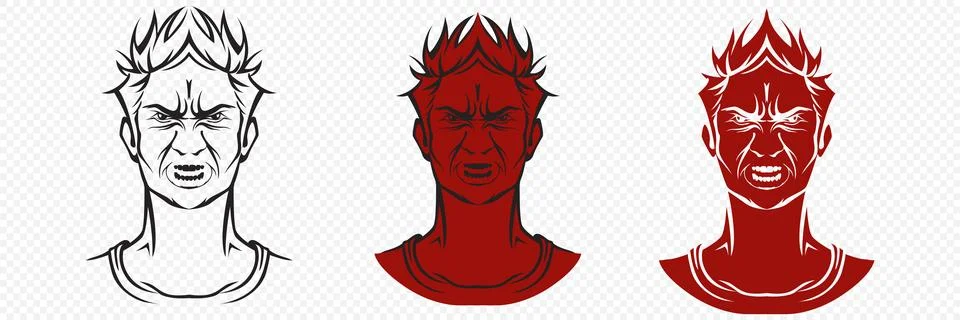 Devil character with madness demonic face Stock Illustration