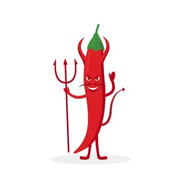 Devil Chili pepper cartoon character isolated on white background. Healthy food 스톡 일러스트