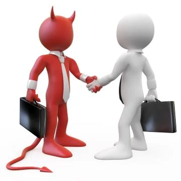 Devil closing a deal with a businessman Stock Illustration
