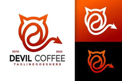 Devil Coffee Logo Design, brand identity logos vector, modern logo, Logo Desi Stock Illustration