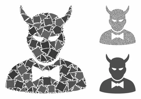 Devil Composition Icon of Unequal Pieces Stock Illustration