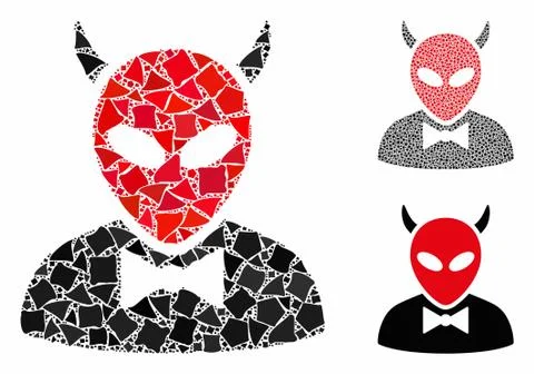 Devil Composition Icon of Uneven Pieces Stock Illustration