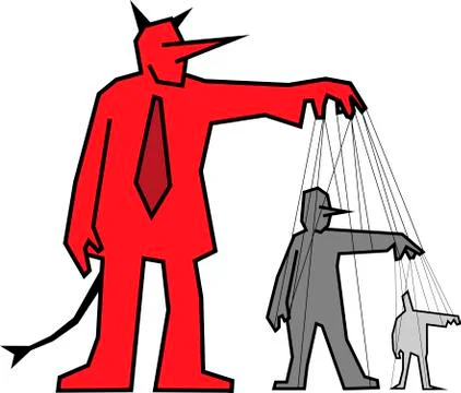 Devil controlling other people Stock Illustration