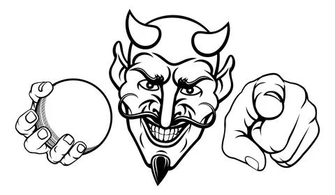 Devil Cricket Ball Sport Team Mascot Illustration Illustrazione stock