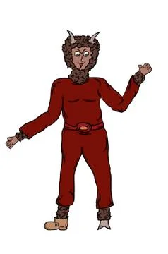 Devil in dark red dress with brown fur Stock Illustration