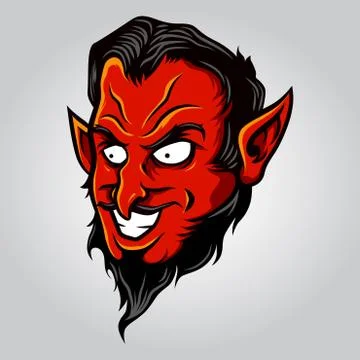 Devil Demon Head Illustration Vector in Cartoon Style Stock Illustration