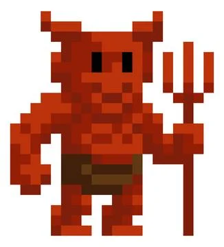 Devil Demon Pixel Art Game Cartoon Character Stock-Illustration