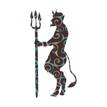 Devil demon religion trident pattern silhouette ancient mytholog 스톡 일러스트
