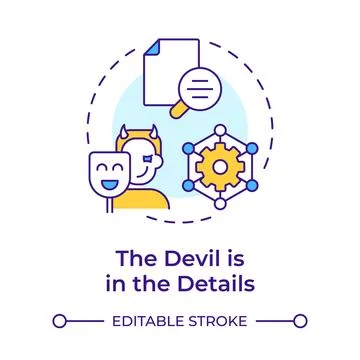 The devil in details multi color concept icon Stock-Illustration