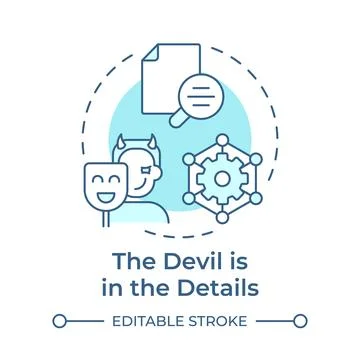 The devil in details soft blue concept icon Stock Illustration