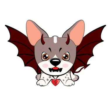 Devil Dog with horns and bat wings Stock Illustration