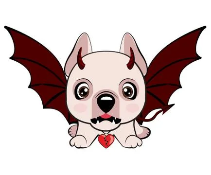 Devil Dog with horns and bat wings Stock Illustration