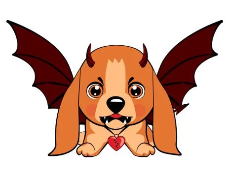 Devil Dog with horns and bat wings Stock Illustration