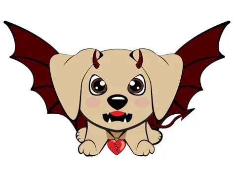 Devil Dog with horns and bat wings Stock Illustration