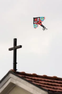 Devil dragon and holy cross Stock Photos