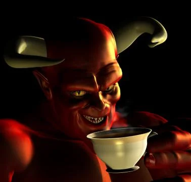Devil Drinking Tea Stock Illustration
