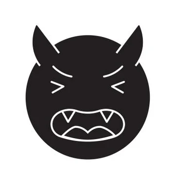 Devil emoji black vector concept icon. Devil emoji flat illustration, sign Stock Illustration