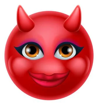 Devil Emoji Emoticon Man Face Cartoon Icon Mascot Stock Illustration