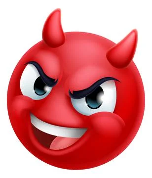 Devil Emoji Emoticon Man Face Cartoon Icon Mascot Stock Illustration
