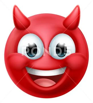 Devil Emoji Emoticon Man Face Cartoon Icon Mascot ~ Clip Art #253984227