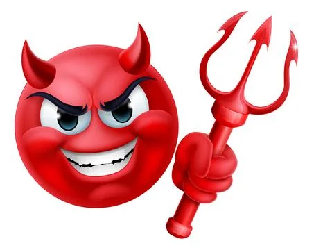 Devil Emoji Emoticon Man Face Cartoon Icon Mascot Stock Illustration