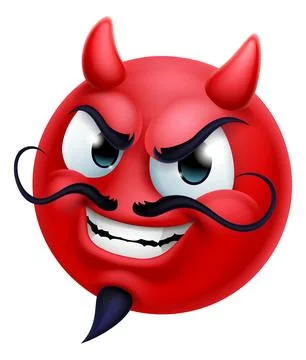 Devil Emoji Emoticon Man Face Cartoon Icon Mascot Stock Illustration