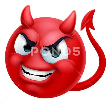 Devil Emoji Emoticon Man Face Cartoon Icon Mascot: Royalty Free #255201058