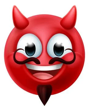 Devil Emoji Emoticon Man Face Cartoon Icon Mascot Stock Illustration