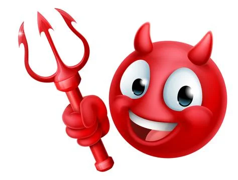 Devil Emoji Emoticon Man Face Cartoon Icon Mascot Stock Illustration