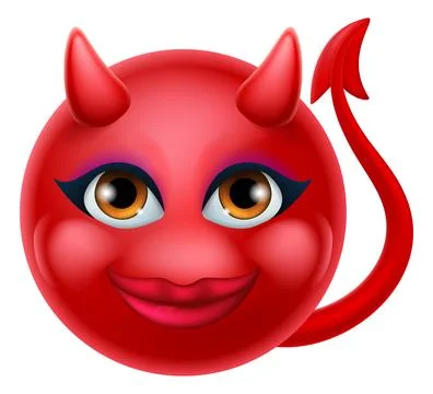 Devil Emoji Emoticon Man Face Cartoon Icon Mascot Stock Illustration